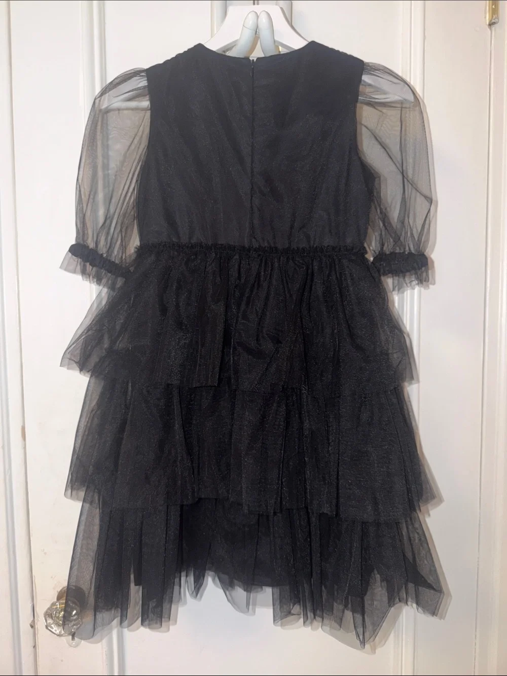 Il Gufo Elegant Black Tiered Tulle Sheet Formal Party Wednesday Addams Dress